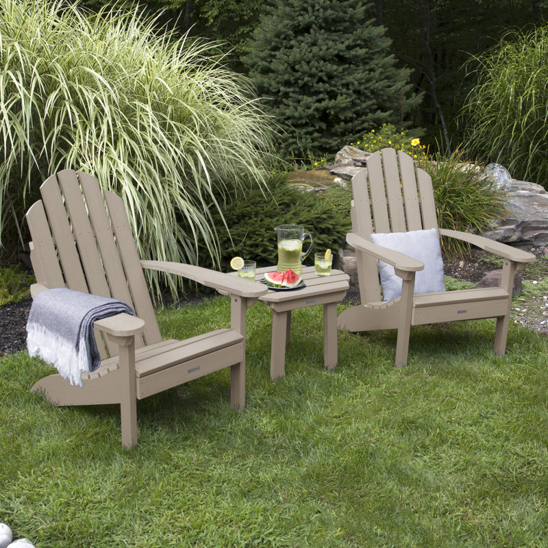 Chaise Adirondack en plastique avec table Anette, Woodland Brown