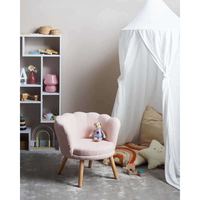 Kids Boucle Armchair Pastel HALBY, Pink