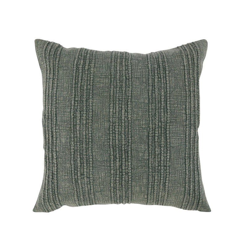Kara Striped Cotton Reversible Throw Pillow, Green Striped