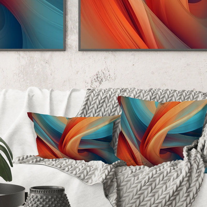 Coussin Orange Fractal Waters II - Fractals, 18" x 18"