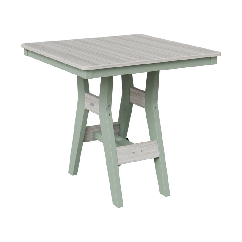 Harbor Outdoor Square Dining Table, 30.37" H x 33" W x 33" D, Seashell, Seafoam
