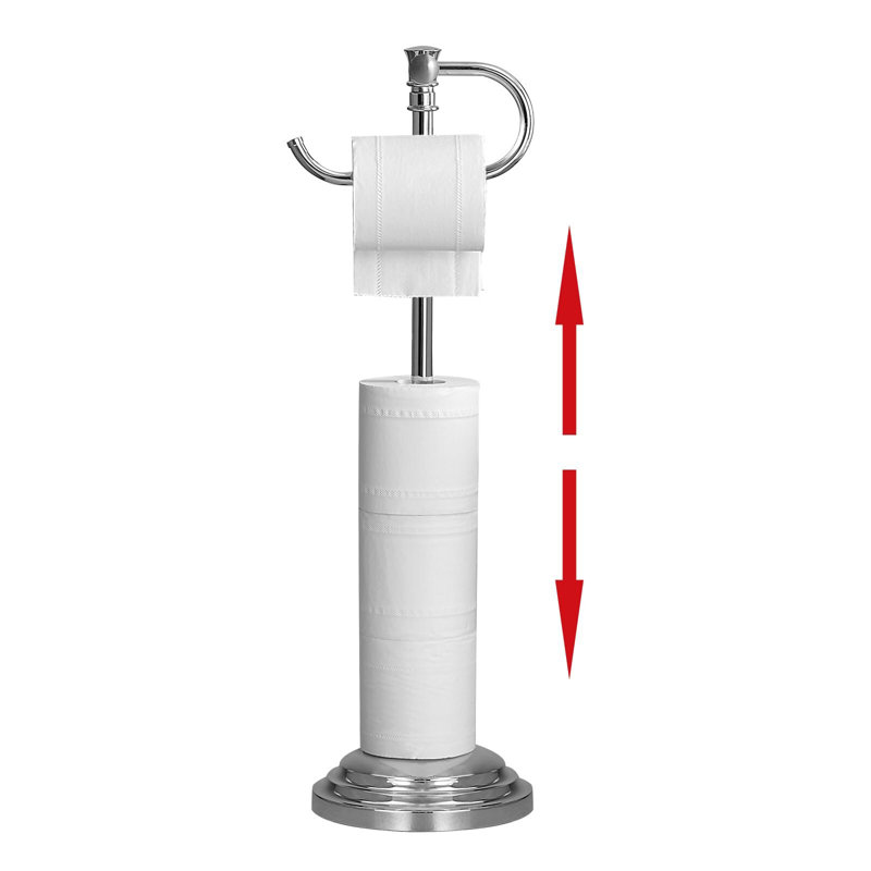Polished Chrome Adjustable Free Standing Toilet Paper Holder