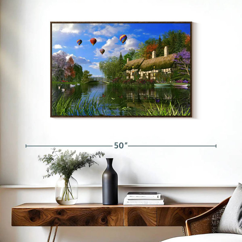 Old River Cottage, 37 po x 25 po, Cadre flottant noyer