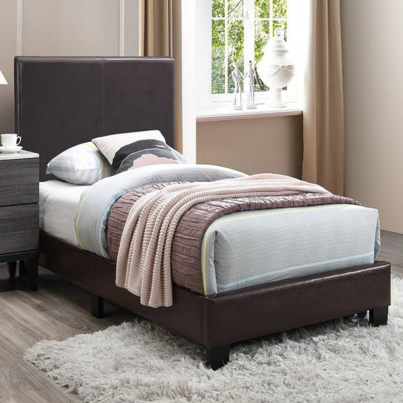 Chenevert Vegan Leather Platform Bed, Twin, Brown