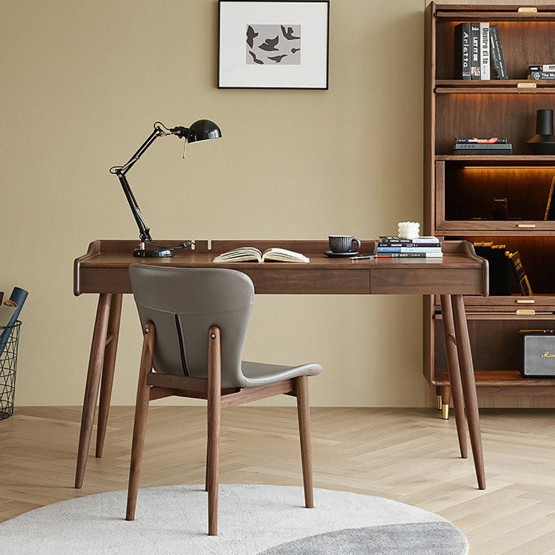 Nordic Solid Wood Desk with Drawer, 31.7" H x 39.4" W x 24" D