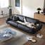 Canapé modulaire noir en cuir véritable-109011856