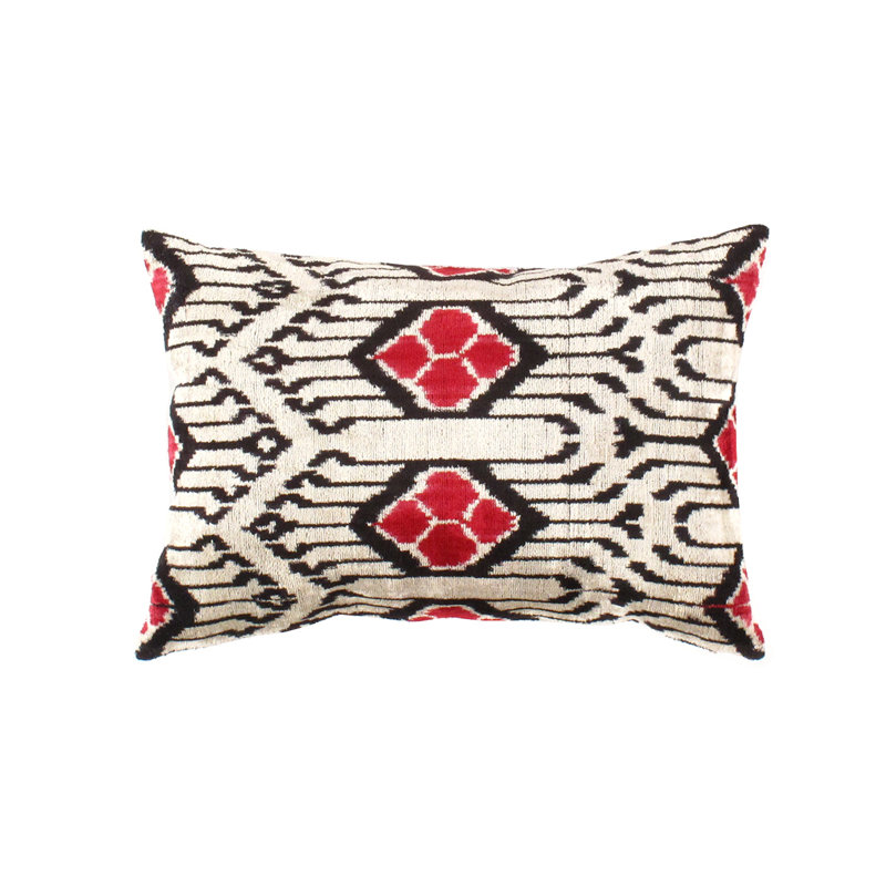 Ikat Silk and Velvet Throw Pillow