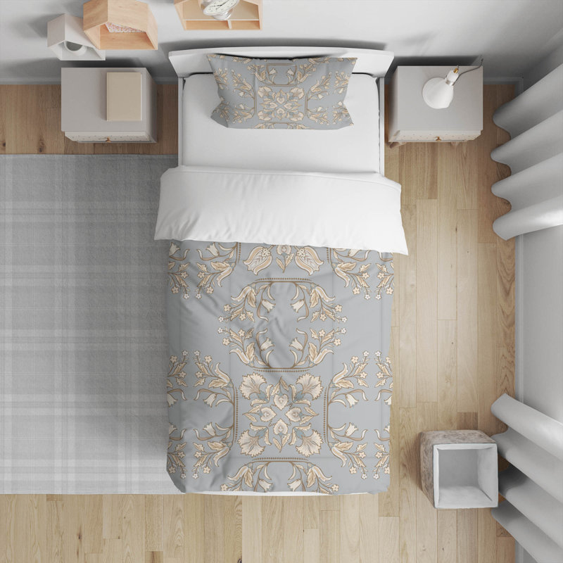 Ensemble d'édredon léger Rumi, Gris, Twin Comforter + 1 Standard Pillowcase