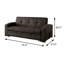 Canapé futon de 75,4 po de style transitionnel, brun foncé