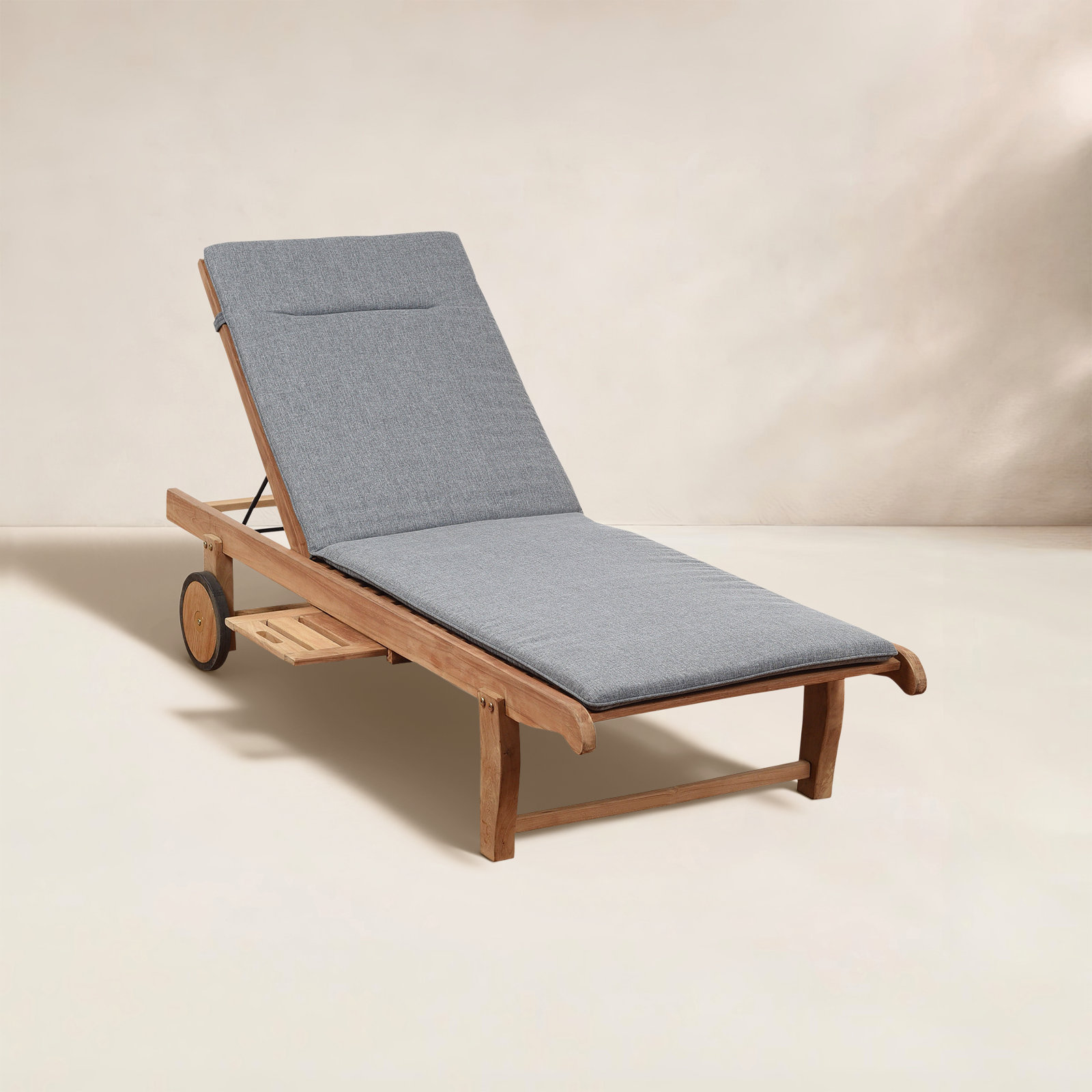 23'' Outdoor Wood Chaise Lounge, Grey