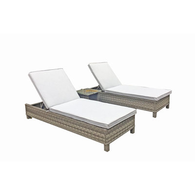 Ashyra 78.7cm Long Reclining Double Chaise with Cushions and Table