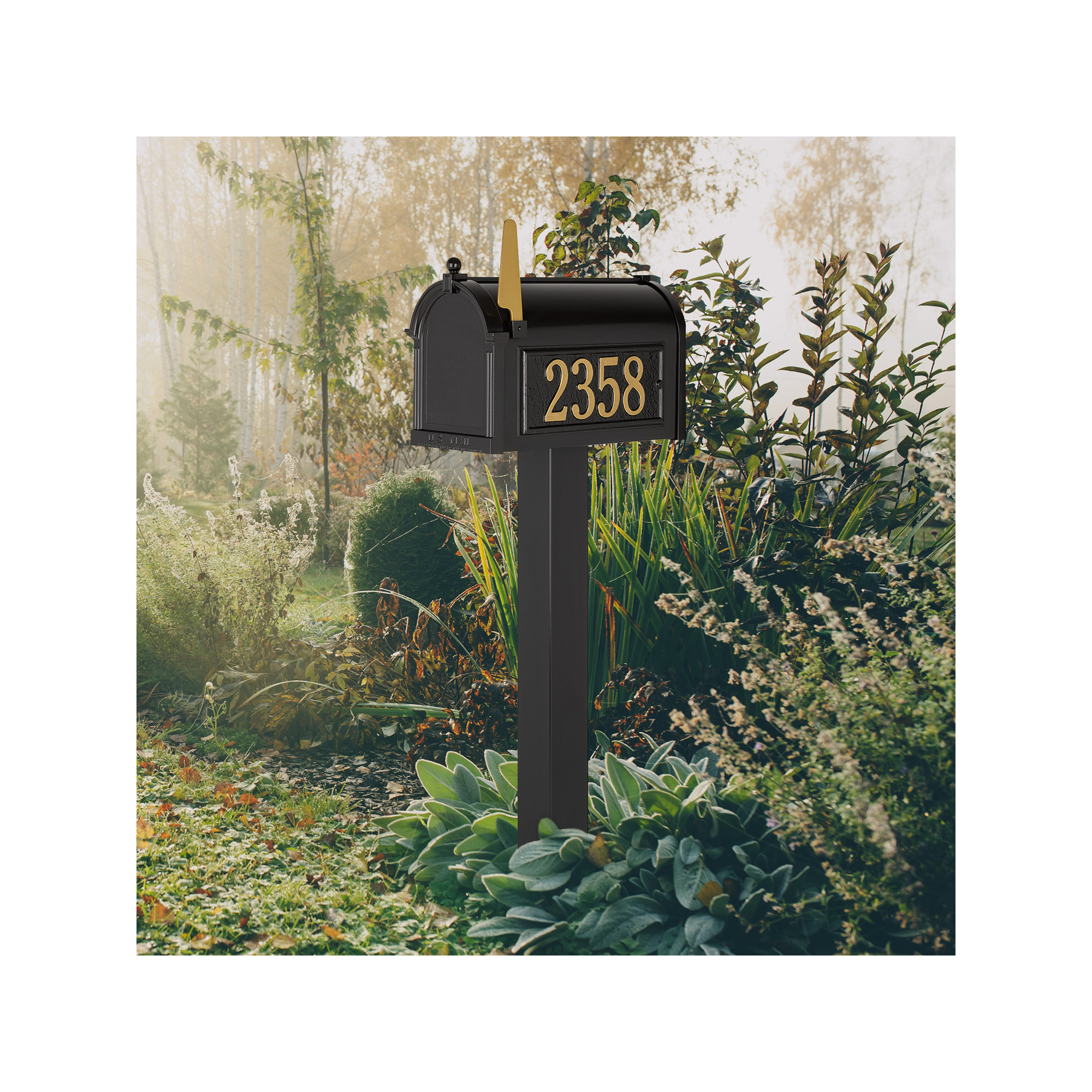 Premium Package Post Mounted Mailbox, Black, Yes