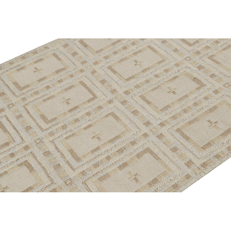 Scandinavian Hand Knotted Wool Geometric Area Rug, Rectangle 9' x 12'