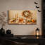 Art sur toile, citrouilles orange et blanches avec bougies allumées et Halloween-615060573