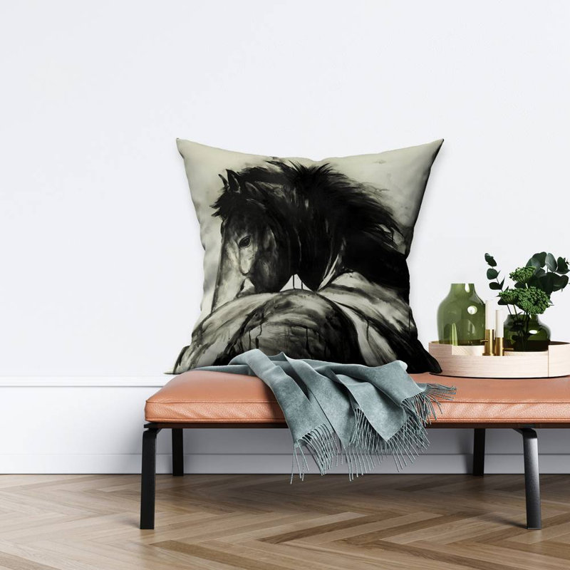 Classical horse - 26"x26" Throw pillow - Poly twill - Print on demand, 26" H x 26" W, Polyester/Polyfill