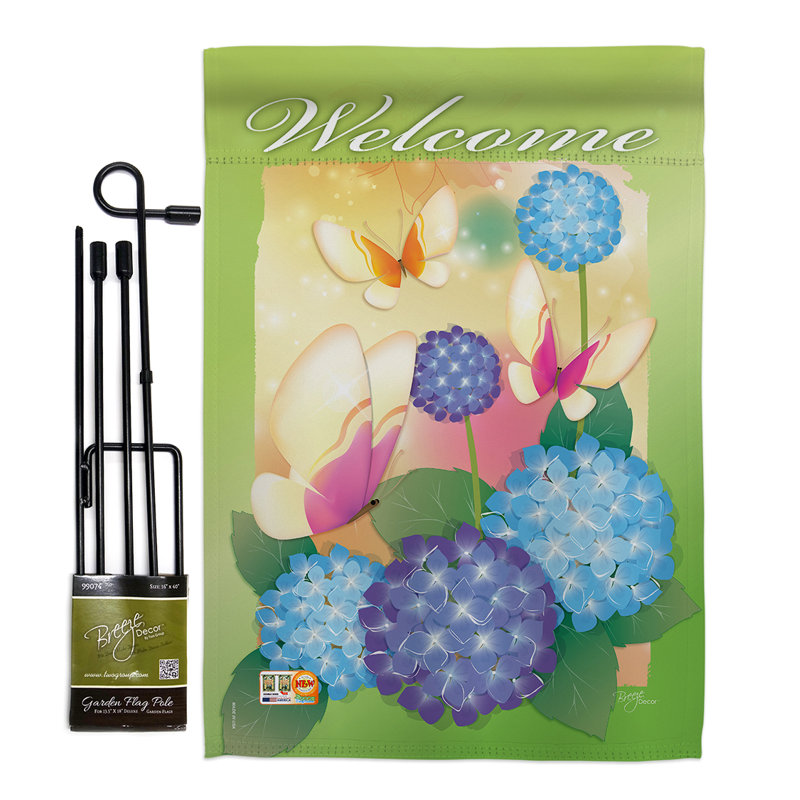 « welcome papillons », amis de jardin en polyester de 2 côtés 19 x 13 po ensemble de drapeau