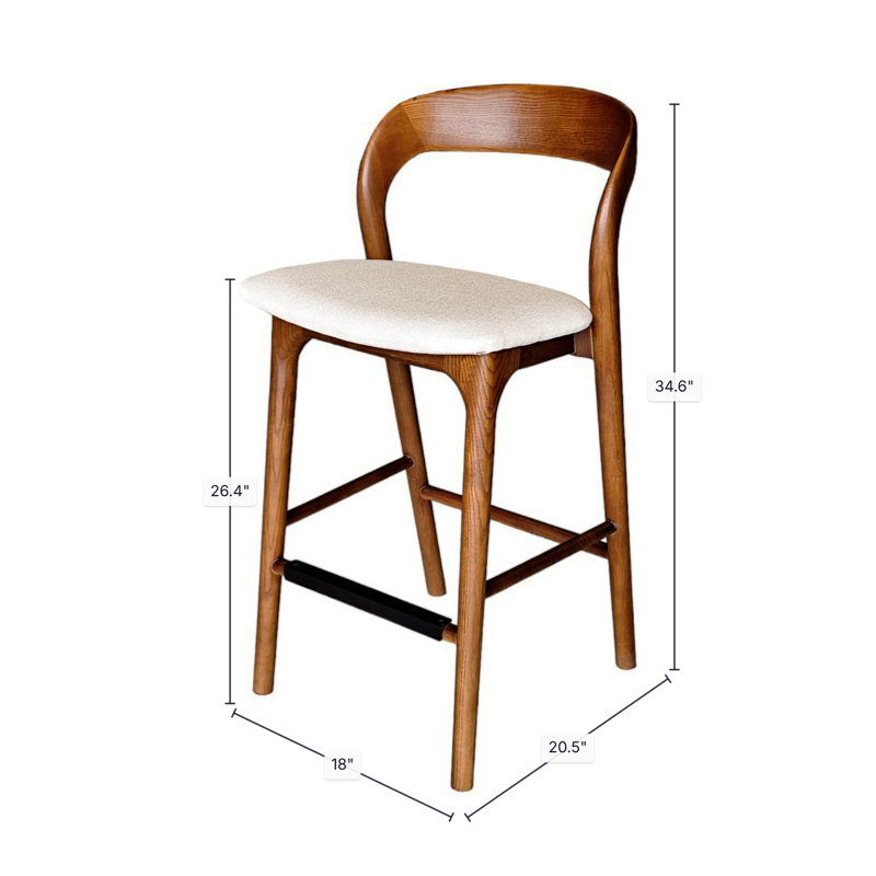 Tabouret de comptoir tapissier Rena, Brun