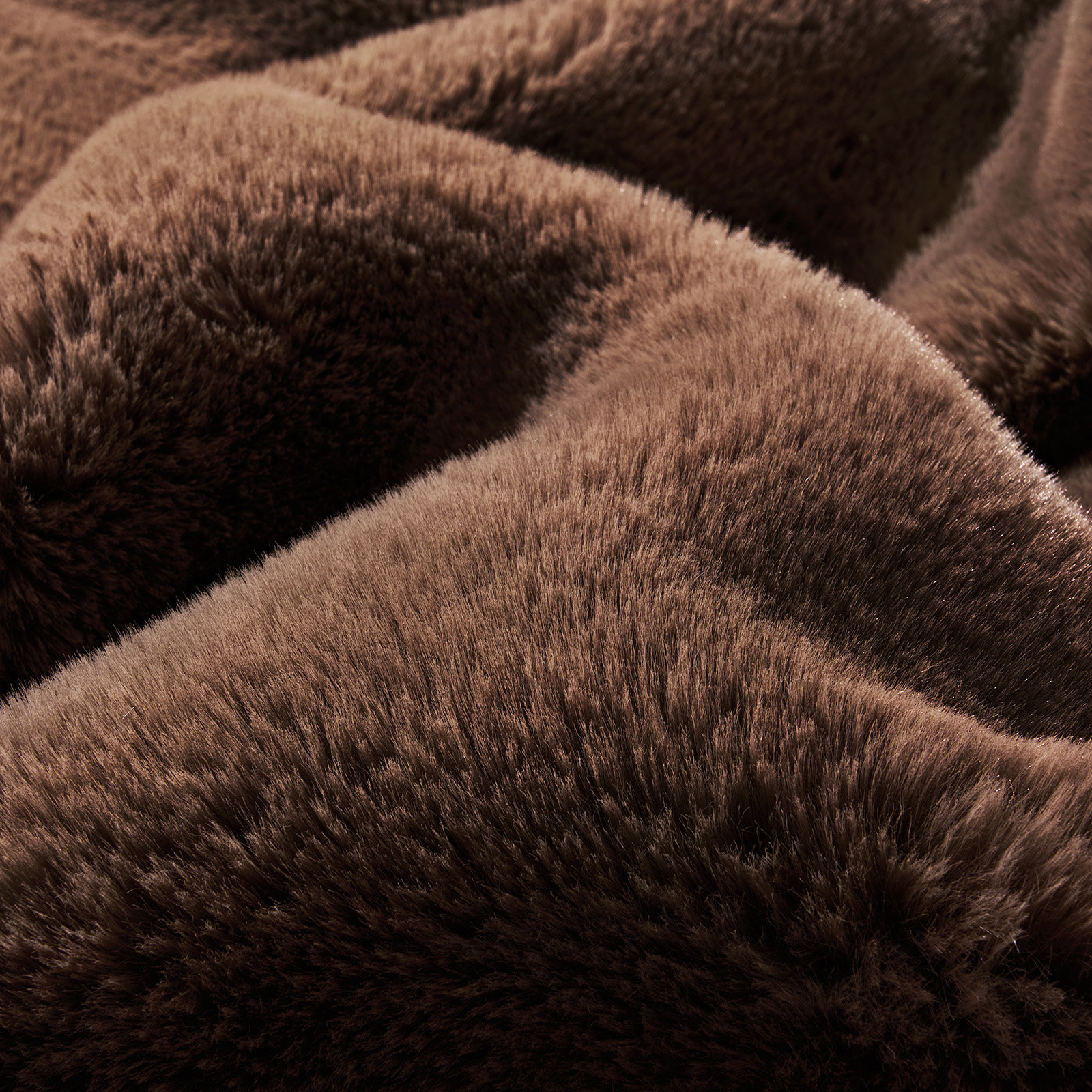 Chinchilla Faux Fur Throw Blanket, 60" L x 50" W, Chestnut Mink