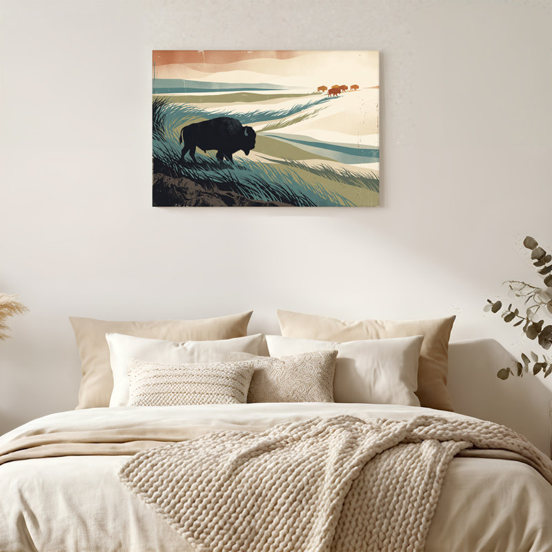 Art mural sur toile, silhouette de bison, 12"H x 18"W