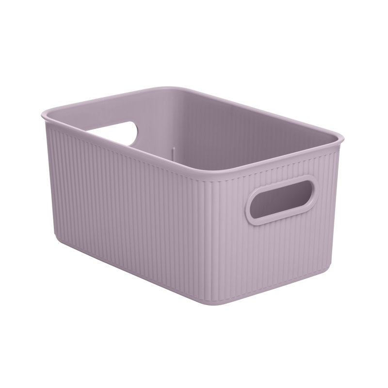 Small Lilac Purple Ribbed Plastic Storage Bin