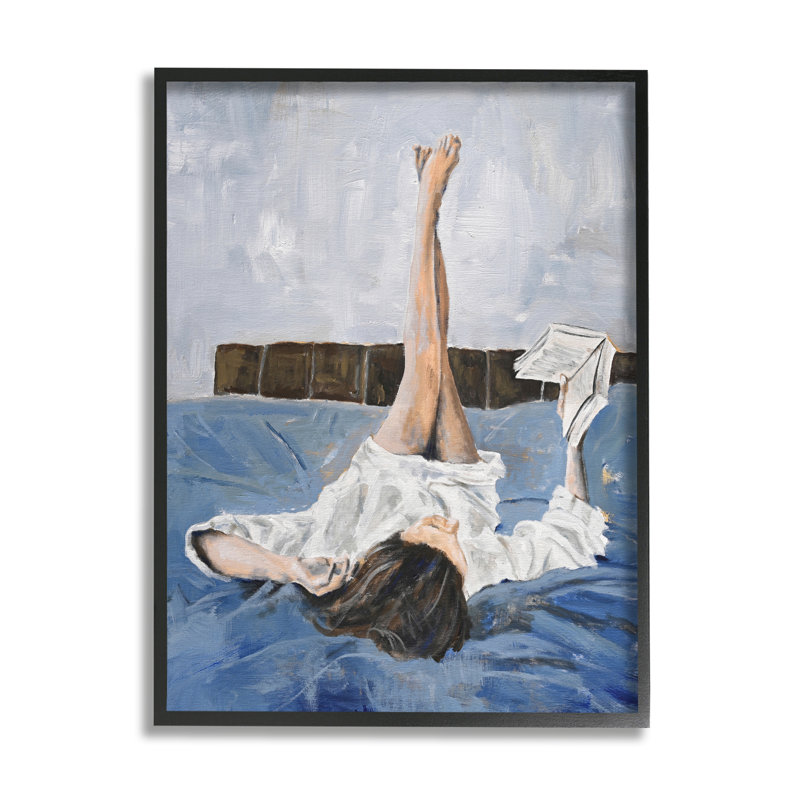 Ba-130-Framed " Woman Reading Book " by Design Fabrikken, Black Framed, 20" H x 16" W x 1.5" D
