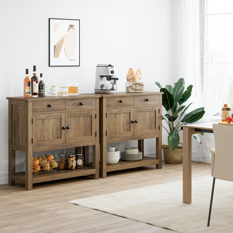 Console 35,4 po avec tiroirs et armoire, Brun rustique