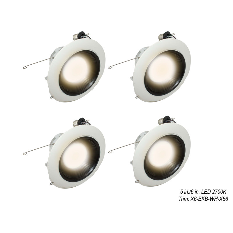 7.5'' Dimmable Air-Tight Standard Recessed Lighting Kit, Black Baffle/White Trim