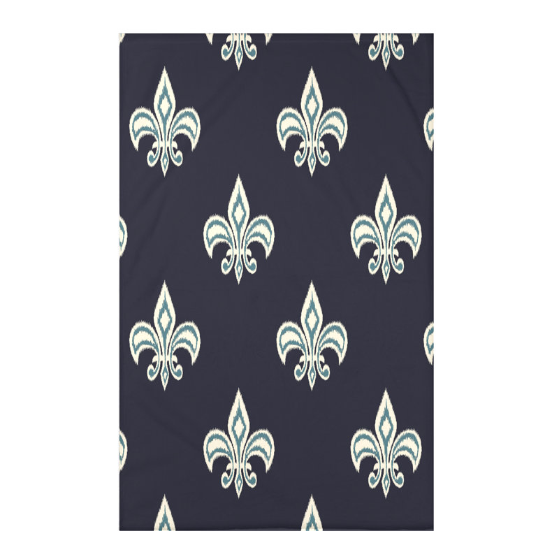  Jeté imprimé ikat, H 50 po x l 60 po x P 0,25 po, Bleu