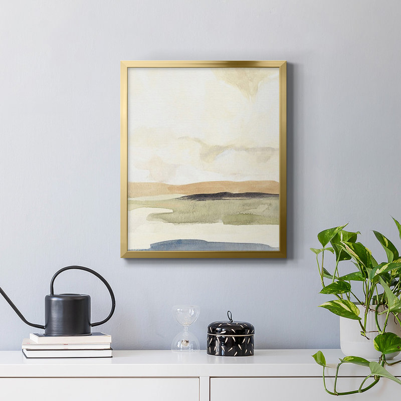 Toile encadrée de qualité supérieure Slate Mouvement II - prête à être accrochée, Or, H 20 po x l 16 po