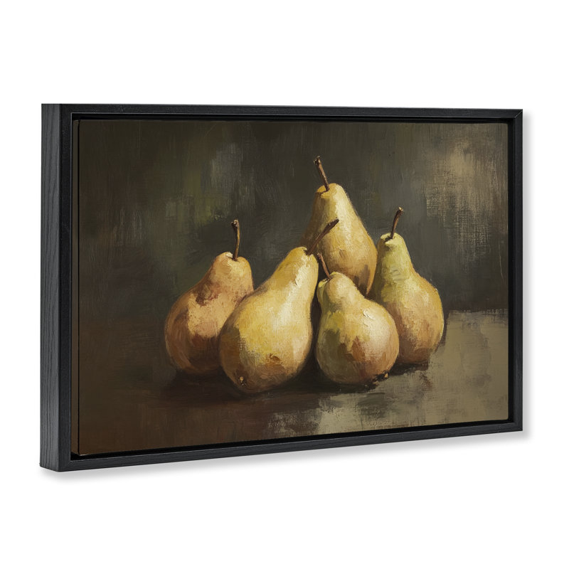 Cadre flottant Golden Pears Still Life, design par Petal Prints Design, 21 x 31, Jet Black Floater Framed