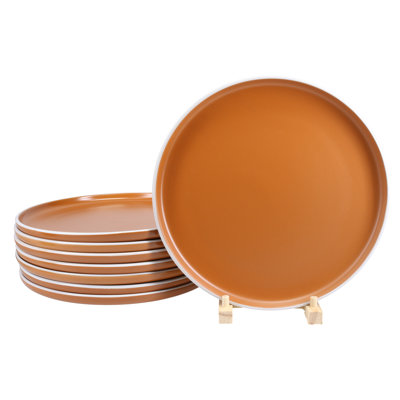 Set of 8, Tempo Dinner Plates, 10.5", Terracotta