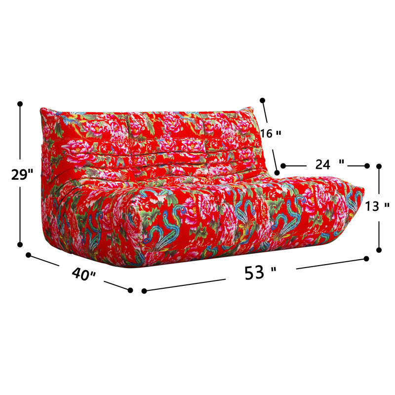 52'' W Bean Bag Chair, Modern Loveseats, Large Bean Bag Chair For Adults, Bean Bag Chairs For Teens With High-resilience Foam, Non-slip Base Floor Lounge Sofa, Living Room