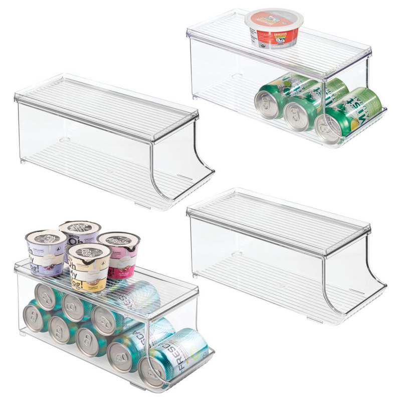 Organisateur de canettes de soda iDesign avec couvercle pour garde-manger ou réfrigérateur - Rangement pour canettes de soda, seltzer, soupe ou nourriture pour animaux