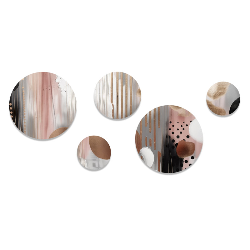 Décoration murale transitionnelle en métal rose et rose I - formes modernes