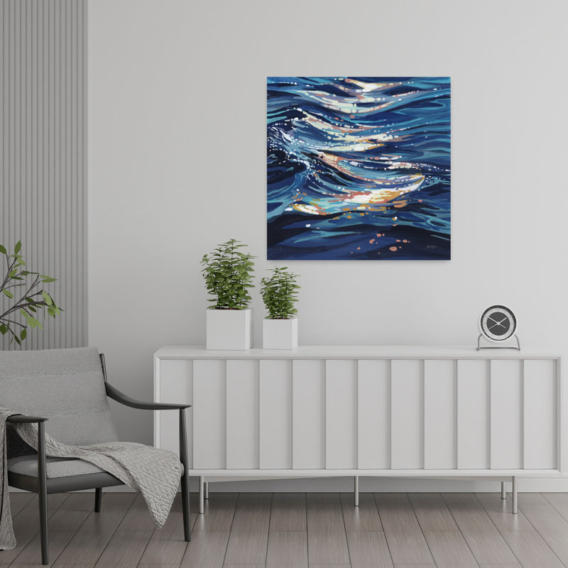 Art contemporain, art abstrait océan côtier, H 24 po x l 24 po