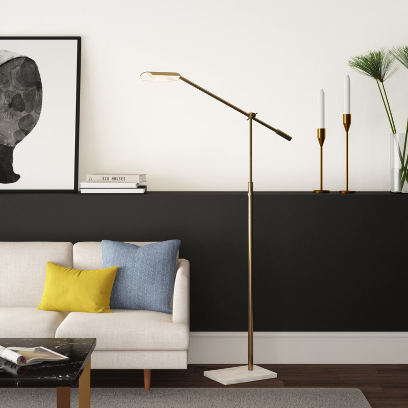 Amaree White Marble LED Task Floor Lamp