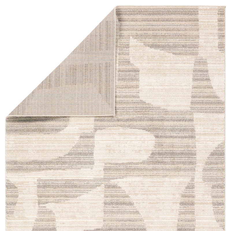 Vibe by Union Rustic Loehrke Powerloomed Abstract Tan/Taupe Area Rug, Rectangle 5' x 8'