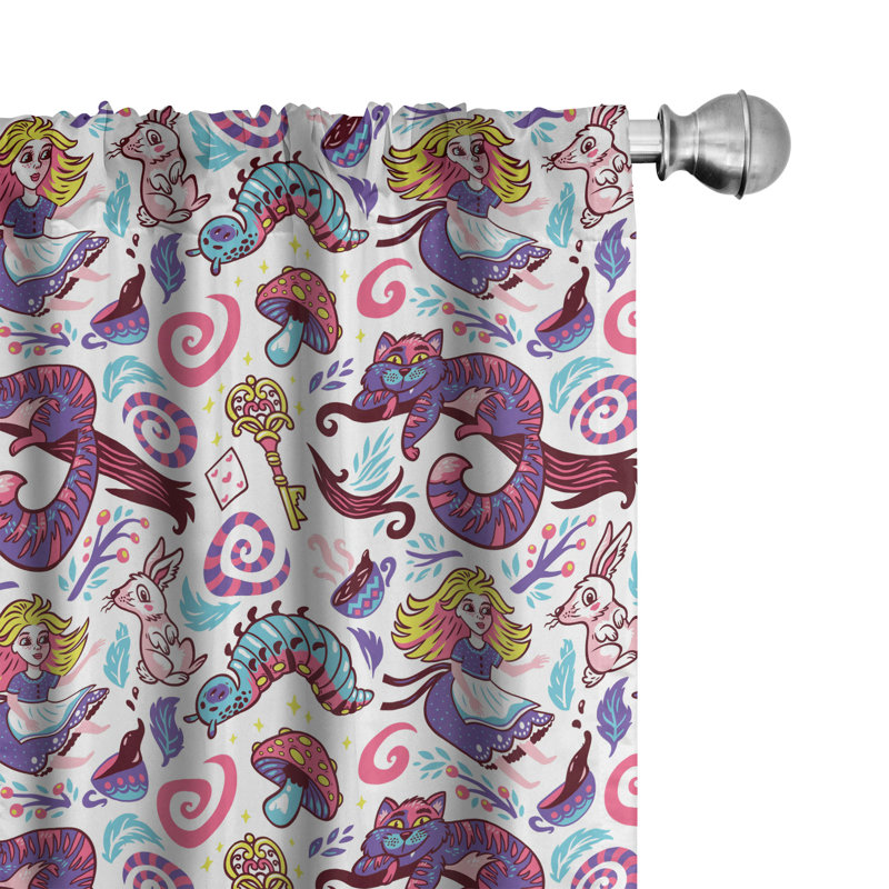 Alice in Wonderland Semi-Sheer Rod Pocket Curtain Panels, 28" x 84"