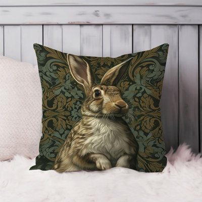 Animals William Morris Bunny Rabbit VIII Cottage Throw Pillow Cover