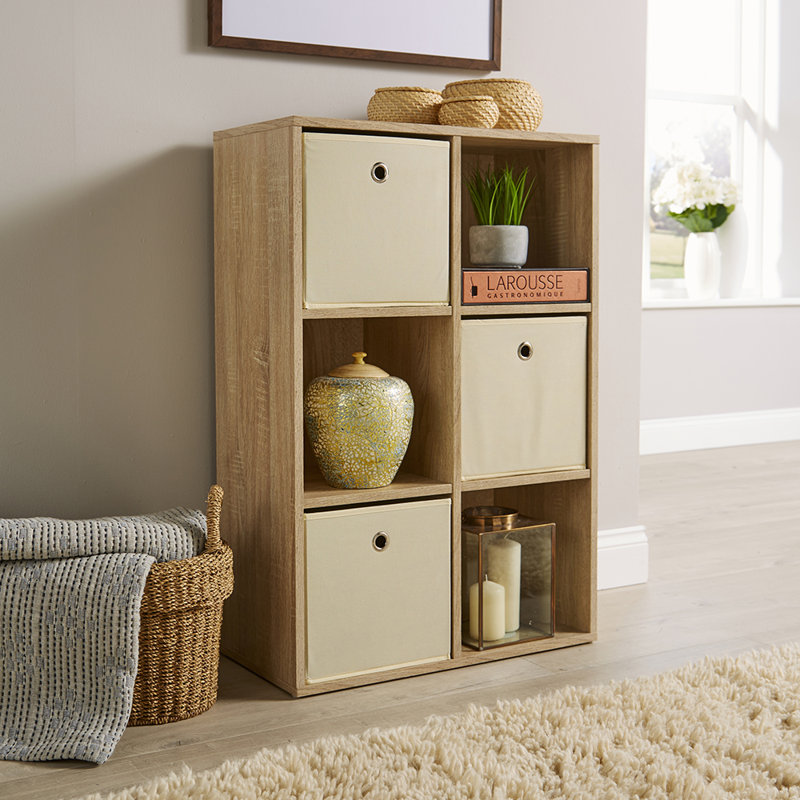Steinberg 6 Cube Storage Bookcase Unit, Oak