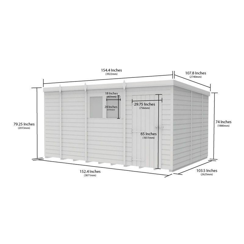 13x9 Pent Composite Shed