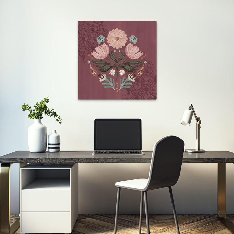 Impressions V, art floral contemporain, H 18 po x l 18 po