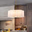 Lustre 6 lumières à abat-jour en tissu blanc 