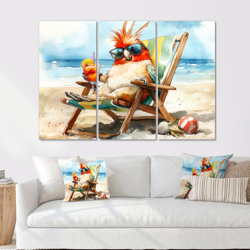 Sarabia - ensemble de reproductions d'art mural animaux côtiers, Toile tendue, H 40 po x l 60 po x P 1 po