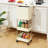Kitchen Trash Can with Lid Garbage Bin with 2 Storage Shelves Narrow Waste Basket Snack Cart with Wheel