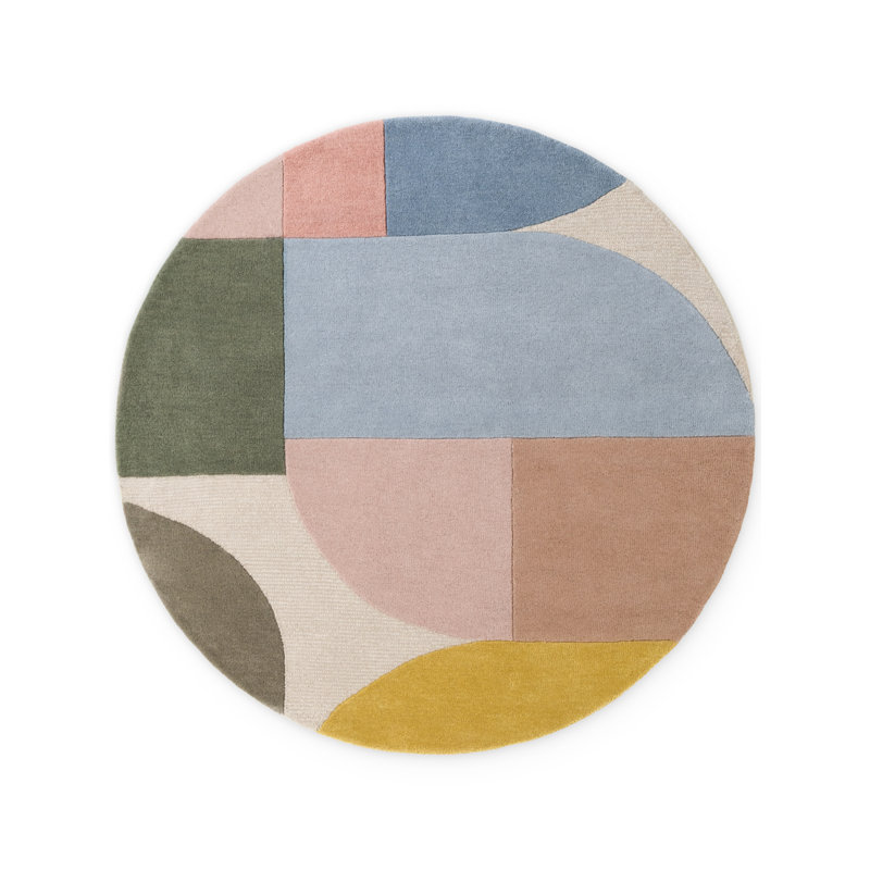 Deveshi Geometric Wool Hand Tufted Area Rug, Round 160 cm