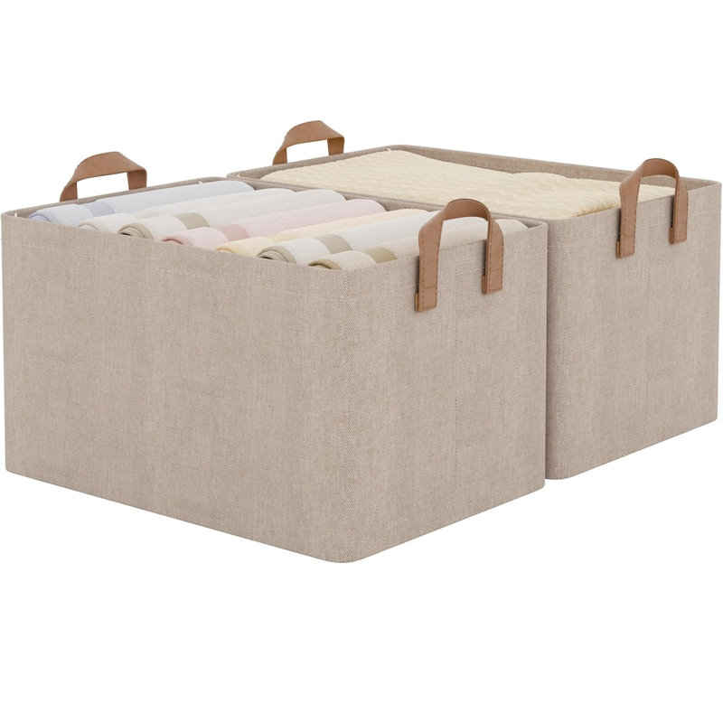 Rebrilliant Fabric Decorative Basket, Brown and Beige