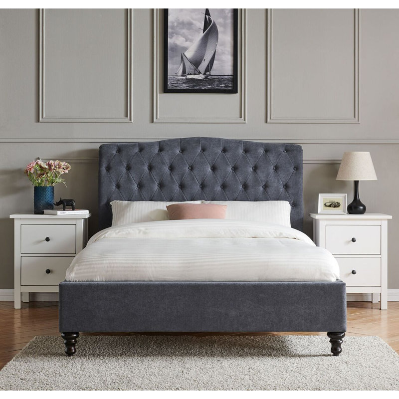 Fairfield Upholstered Bed, Dark Grey, Double (4'6)