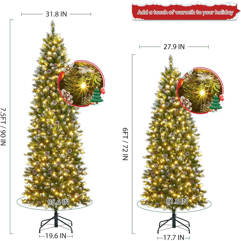Crayon, arbre de Noël, illuminé, H 6 pi