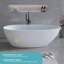 Baignoire autoportante de 59 po à surface solide matte, baignoire autoportante en pierre de résine à surface solide blanc mat avec trop-plein et bonde escamotable, blanc mat